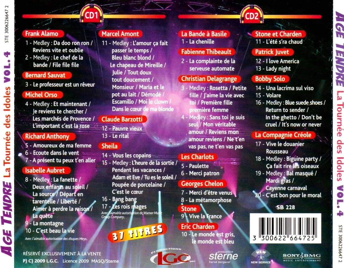 🎤 CD: Age Tendre - La Tournée des Idoles (Vol. 4, 2009) - Grab this vintage gem! – photo 3